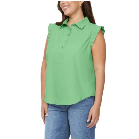 NEW Loft Ruffle Sleeveless Blouse | Green - Picture 5 of 5